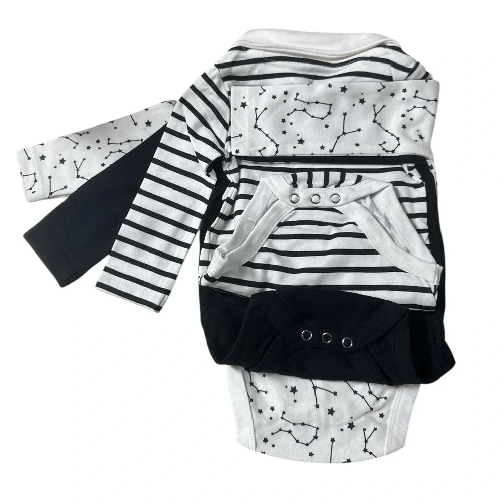 Hanes Black and White Constellation Bodysuit Set - 6-12 Mths